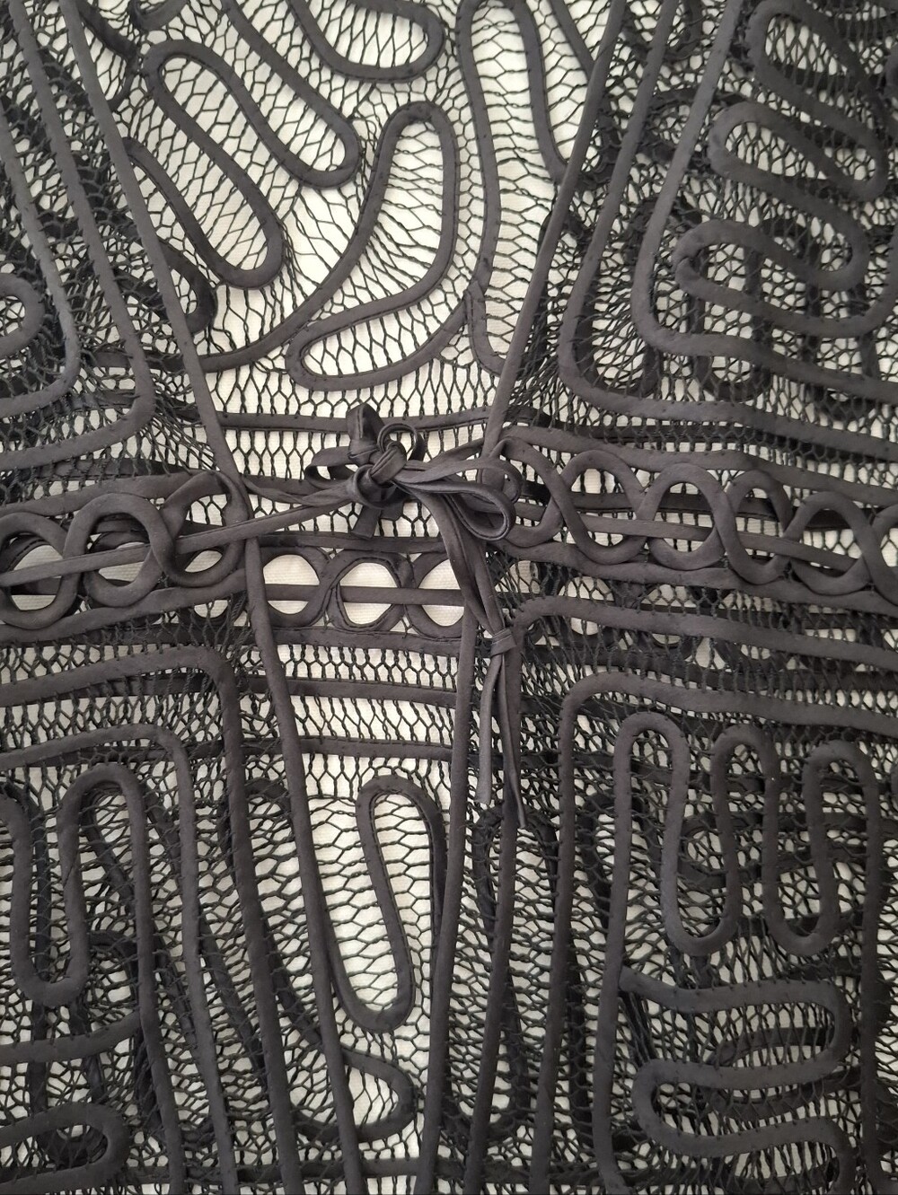 Vintage Sophie Chang Studio 100% Silk Soutache Mesh Bolero/Shrug Black XL - Picture 3 of 7